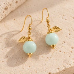 Boucles d’oreilles vert d’eau et dorées