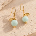 Boucles d’oreilles vert d’eau et dorées