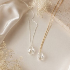 Sautoir pendentif cristal Swarovski argent ou doré "Louane"