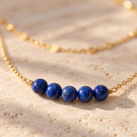 Collier double rang lapis-lazuli doré "Romy"