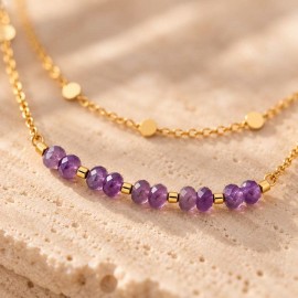 Collier double rang améthystes doré "Liv"