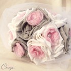 Bouquet de mariage féérique rose gris blanc et strass de cristal "Inès"