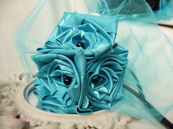 bouquet de demoiselle d'honneur mariage turquoise noir original  cereza deco 1