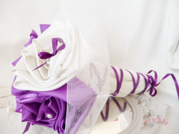 bouquet de mariage original tissu ivoire violet Mademoiselle Cereza