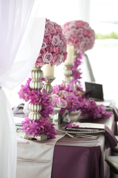 idee mariage violet rose deco de table
