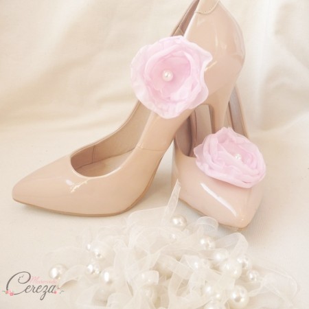 mariage rose pale clips bijoux de chaussure fleur cereza mademoiselle 4