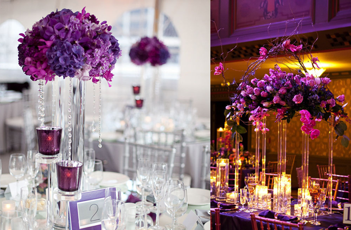 Décoration de mariage de Valérie et Pascal - blanc et violet 