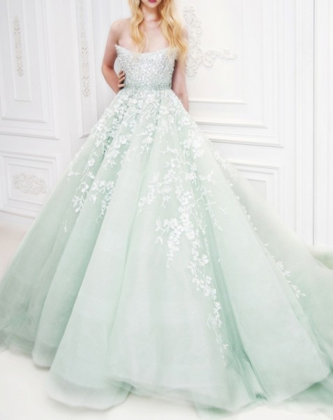 robe de mariage vert mint coloree