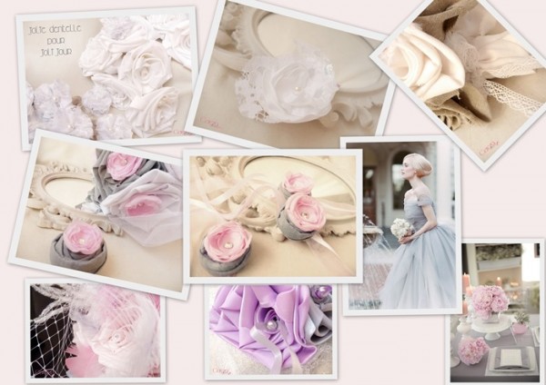 mariage pastel cereza rose gris dentelle