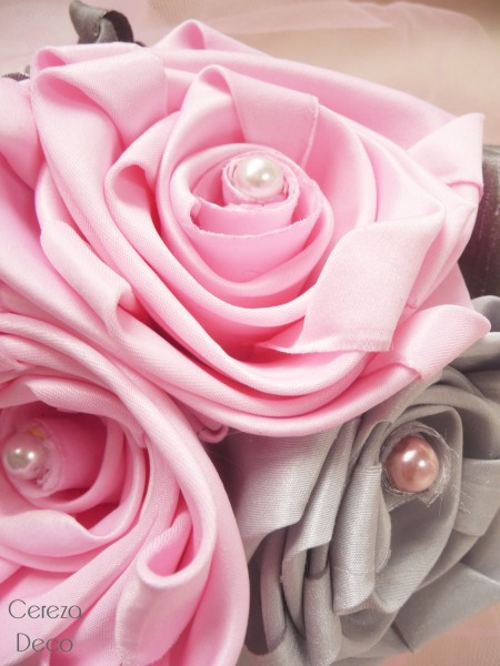 bouquet mariage original chic tissu rose gris perle anthracite cereza deco 7