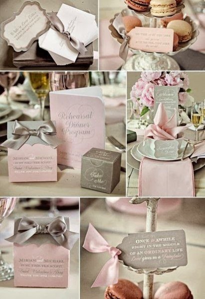 planche inspiration mariage rose gris d