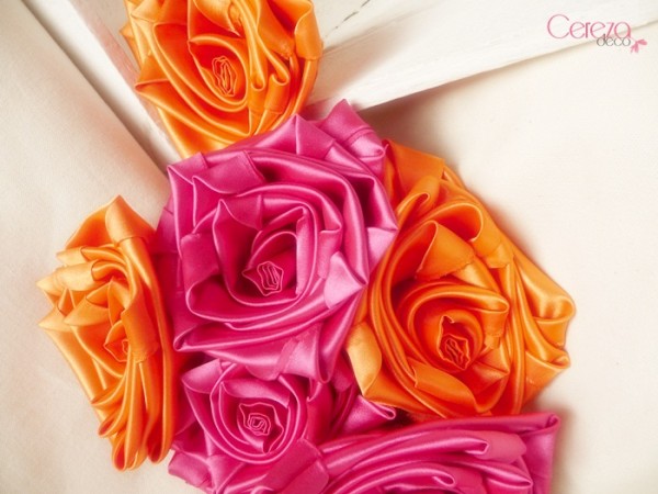 mariage boheme colore bouquet mariee tissu orange rose fuchsia