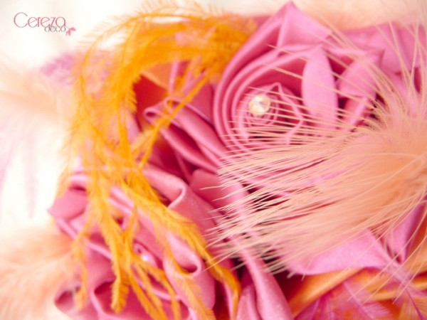 mariage colore boheme orange rose fuchsia bouquet tissu Mademoiselle Cereza Deco