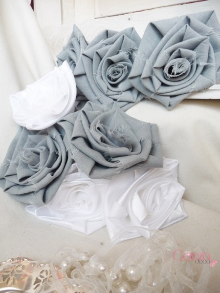  bouquet mariage champêtre tissu lin gris satin blanc cereza deco 2