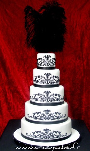 mariage baroque wedding cake gâteau noir blanc Mademoiselle Cereza blog mariage