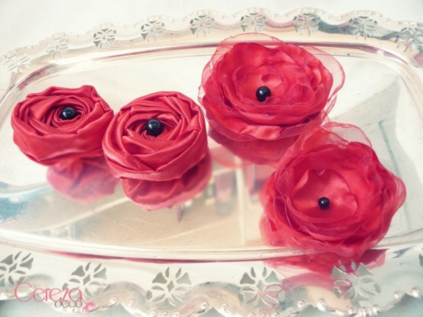 mariage rouge noir baroque broches fleur personnalise