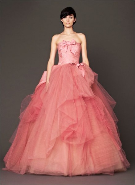 robe de mariee rose et rose saumon vera wang Mademoiselle Cereza blog mariage