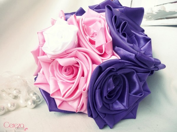 bouquet de mariee original tissu violet rose blanc Mademoiselle Cereza deco 2