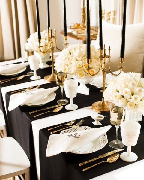 mariage baroque deco table  noir original fleur blanc ivoire Mademoiselle Cereza blog mariage