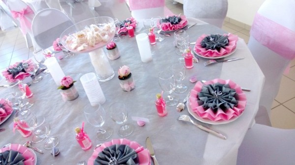 mariage rose gris blanc deco table originale real wedding Mademoiselle Cereza blog mariage