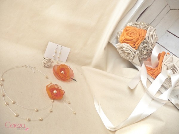 bijoux mariage collier boucle ornement floral mariage ivoire orange cereza