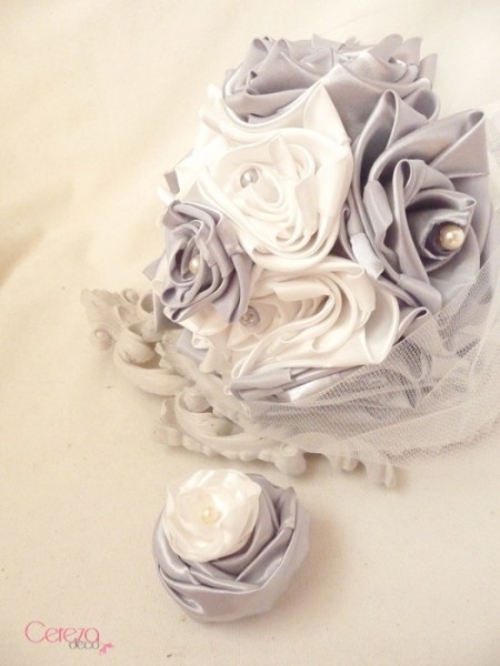 bouquet de mariee original ivoire gris éternel tissu cereza deco clemence 2