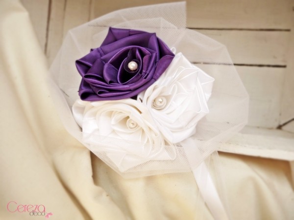 bouquet demoiselle honneur mariage blanc violet cereza deco