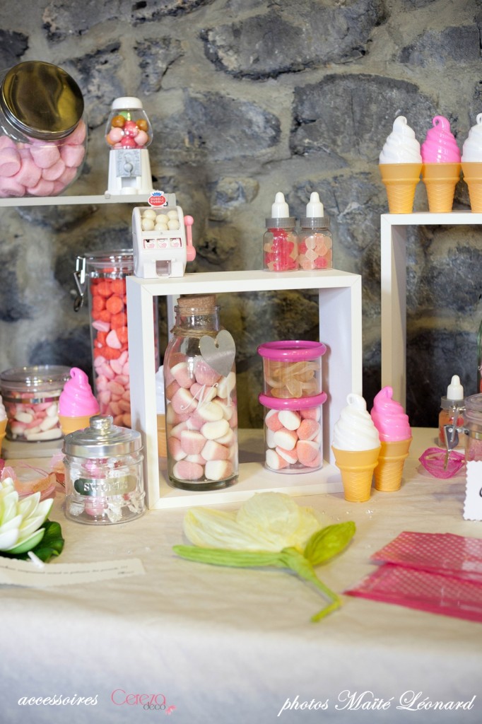 candy bar mariage romantique original blanc rose gris fuchsia cereza deco Mademoiselle Cereza blog mariage