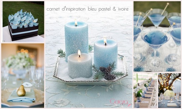 carnet d'inspiration mariage bleu ciel ivoire cereza deco