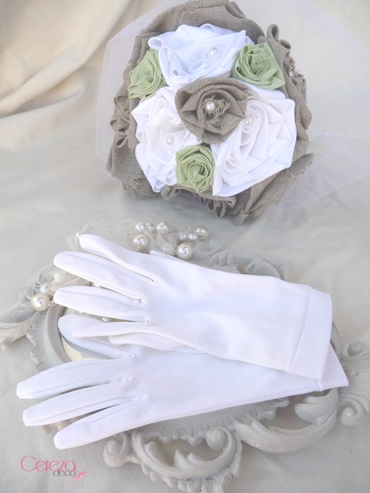 mariage champetre chic beige blanc anis bouquet mariee original tissu Mademoiselle Cereza 10