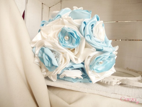 bouquet de mariee tissu eternel à garder bleu ciel ivoire Mademoiselle Cereza deco 1