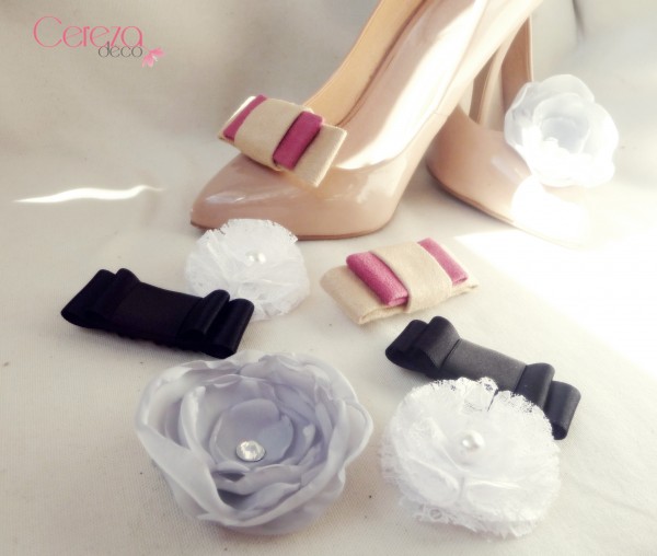 clips chaussure mariage noeud fleur strass perle accessoires customiser escarpins cereza deco