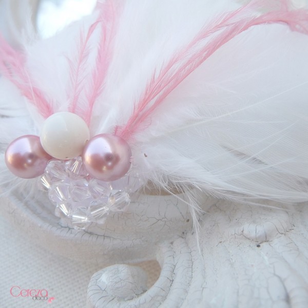 inspirations mariage accessoire bijou mariage plume vieux rose ivoire cereza 1