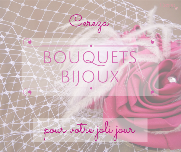 bouquet bijou éternel mariage cereza satin plume voilette