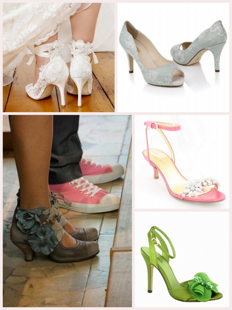 chaussure mariage originales escarpins vert dentelle corail  fleur Mademoiselle Cereza blog mariage