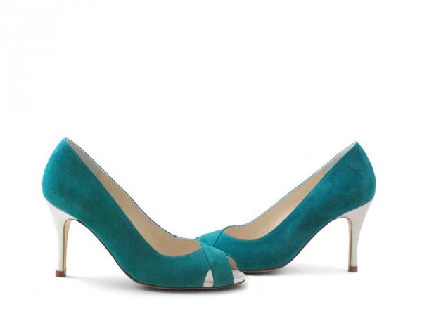 escarpin_en_velours_turquoise_fonce_et_paillette_blanche dessine moi un soulier