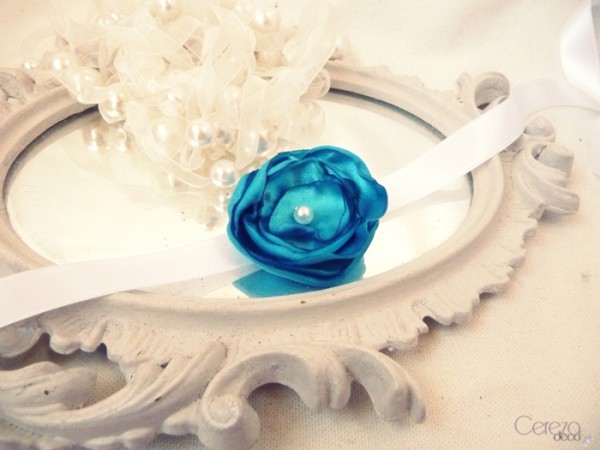 headband enfant mariage cortège bleu turquoise blanc fleur cereza deco 1b