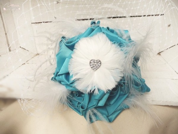 bouquet de mariee bijou strass voilette turquoise blanc cereza