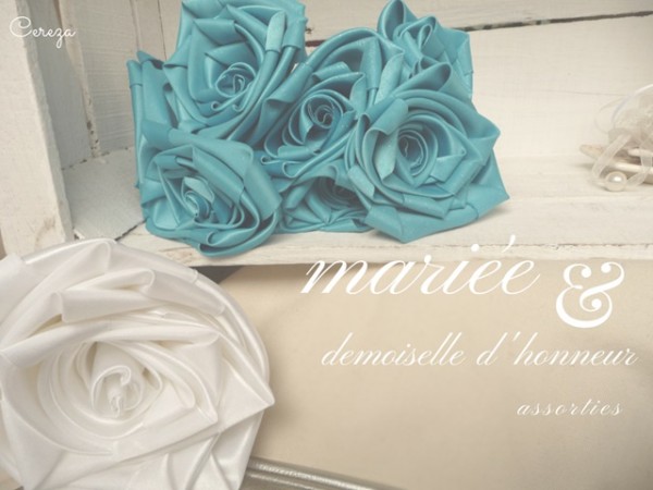 mariage turquoise, blanc et plumes cereza