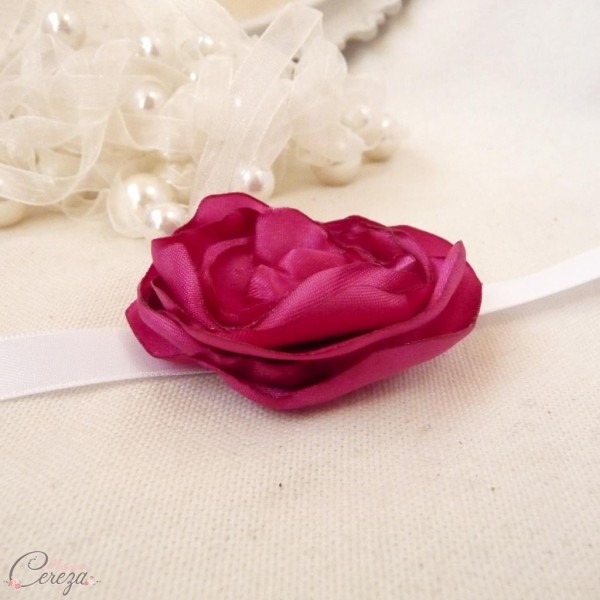 headband bandeau enfant mariage cortège rose fuchsia blanc fleur cereza deco Mademoiselle Cereza blog mariage