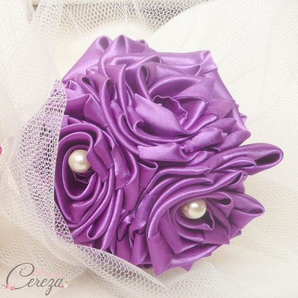 mariage  violet bouquet demoiselle honneur original perle tulle cereza deco Mademoiselle Cereza blog mariage
