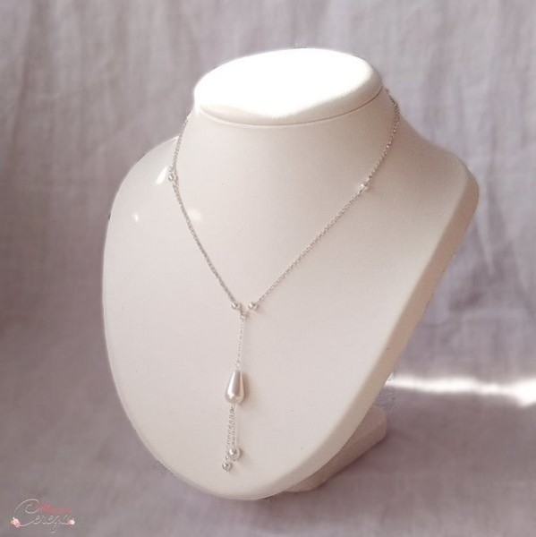 collier mariee pendentif perle forme goutte Melle Cereza