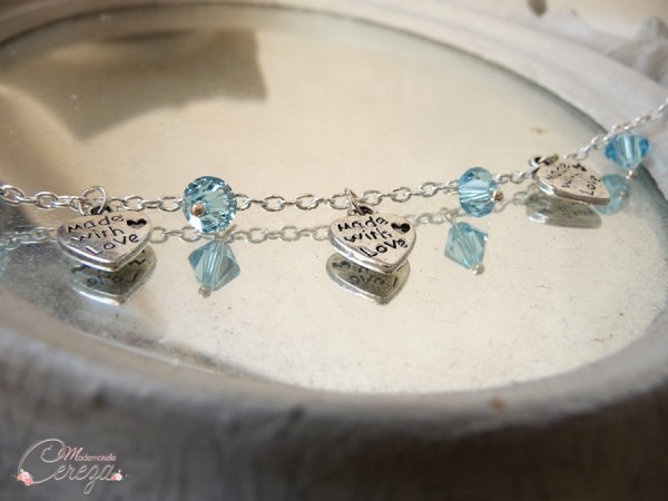 bracelet personnalisé bleu argent cereza mademoiselle