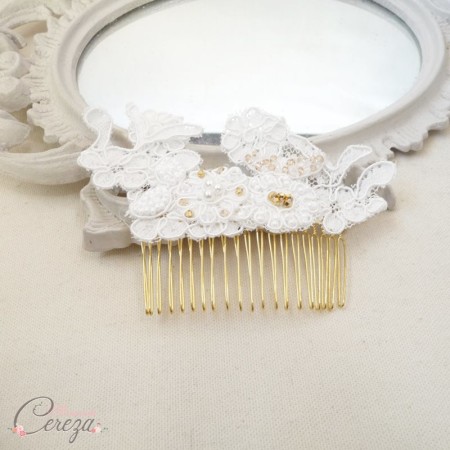 peigne coiffure mariée dentelle perles cristal Swarovski