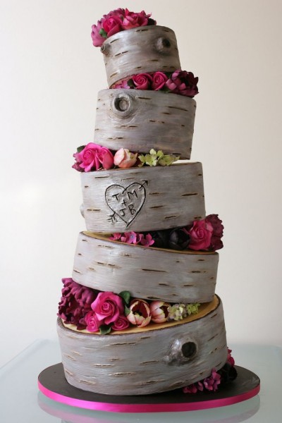 wedding cake piece montee mariage foret fleurs original chic
