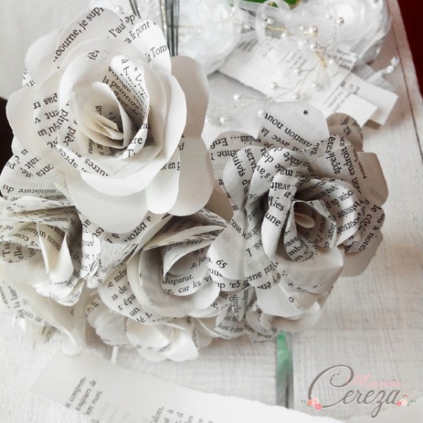 bouquet de mariée original fleurs de papier cereza mademoiselle