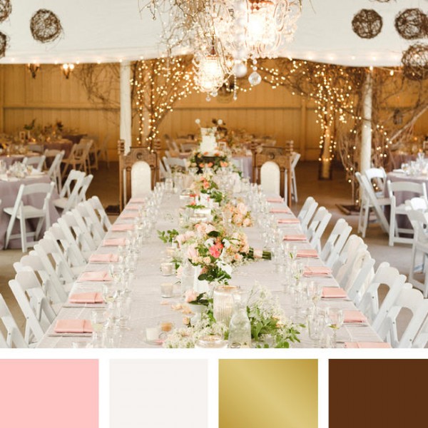 idées mariage ivoire chocolat déco table salle rose or élégant