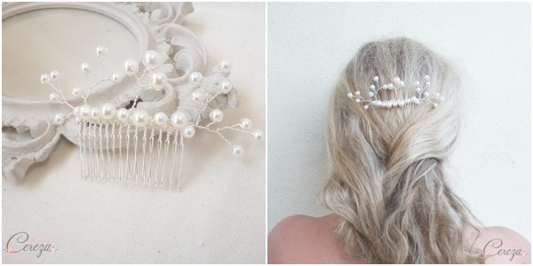 accessoires personnalisés mariage bijou de coiffure mariée peigne perles cereza