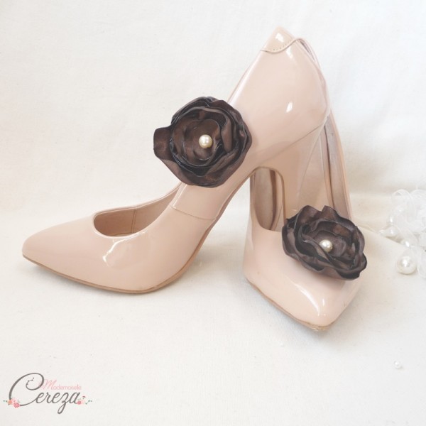 mariage chocolat bijoux chaussures shoe clips customiser escarpins nude cereza mademoiselle