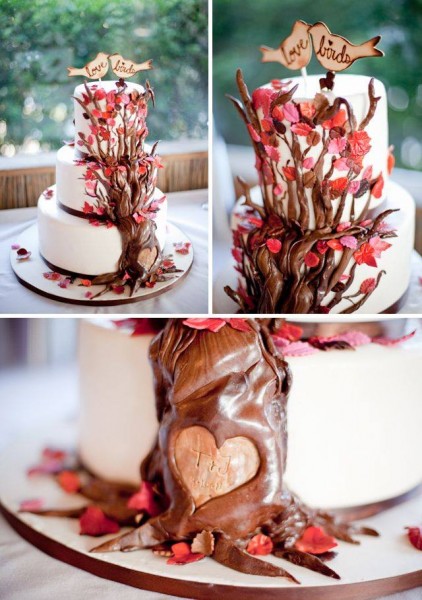 wedding cake thème oiseaux idée originale mariage